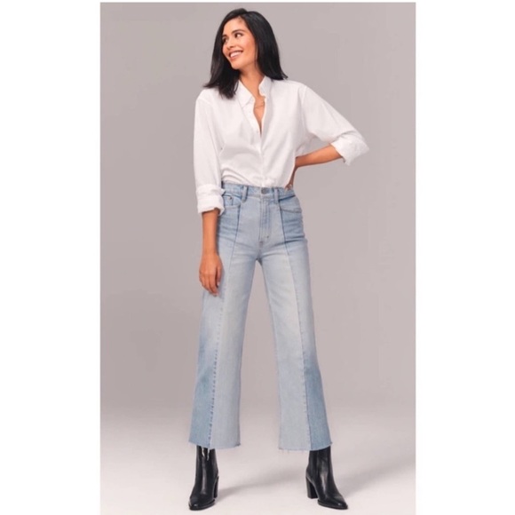 Abercrombie & Fitch Denim - ABERCROMBIE & Fitch The Crop Ultra High Rise Wide Leg Jean size 26 sz 2